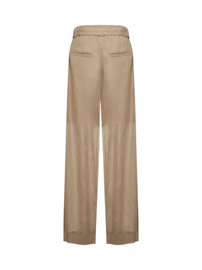 Brunello Cucinelli Women Brown Organza Wide Trousers In Brown