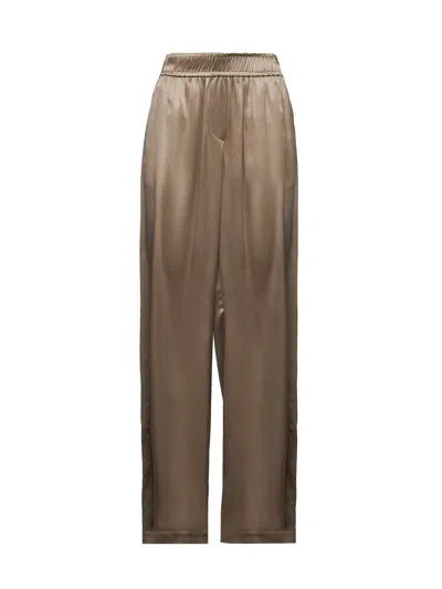 Brunello Cucinelli High Waisted Trousers In Brown