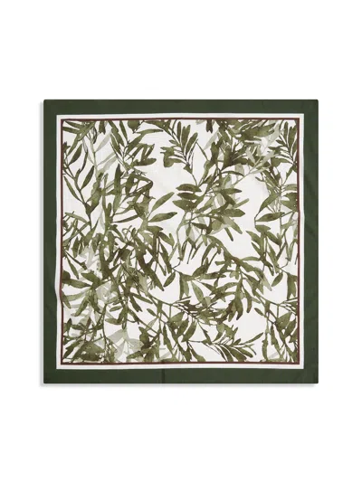 Brunello Cucinelli Women Green Cotton Herbarium Print Scarf