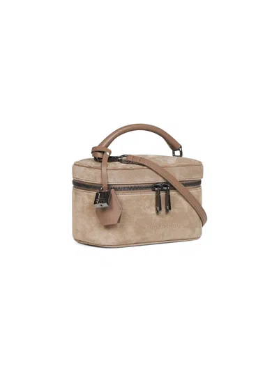 Brunello Cucinelli Women Taupe Vanity Bag With Shoulder Strap