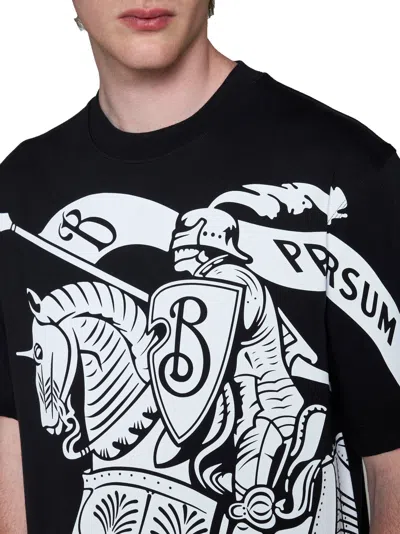 Burberry Black T-shirt With Contrasting Equestrian Knight Print In Cotton Man In Black