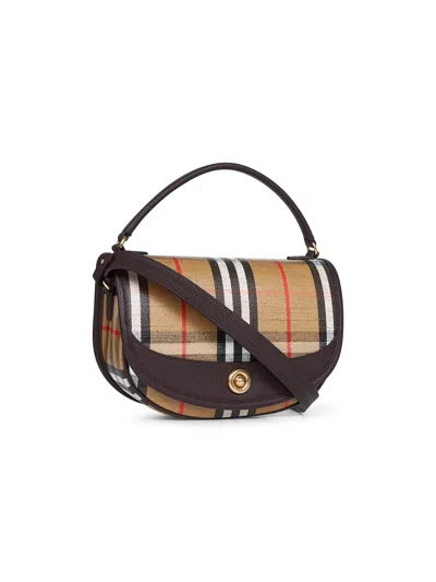 Burberry Check Motif Crossbody Handbag With Removable Strap In Nude