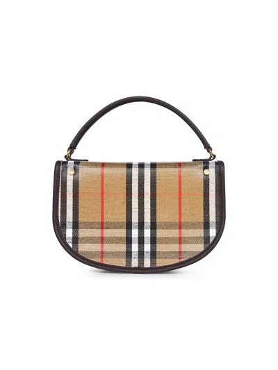 Burberry Check Motif Crossbody Handbag With Removable Strap In Nude