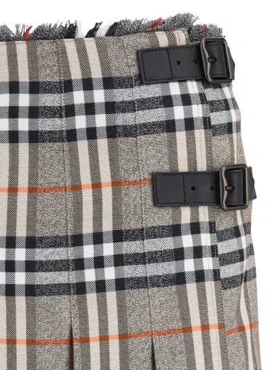 Burberry Women Check Archive Wool Miniskirt In White