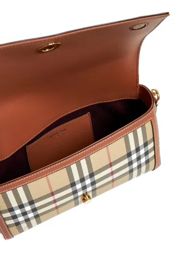 Burberry Women Note Check Canvas Small Bag