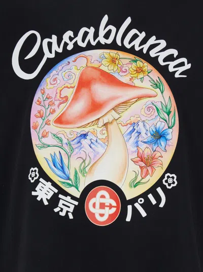Casablanca Black Crewneck T-shirt With Logo On The Front In Cotton Man In Black