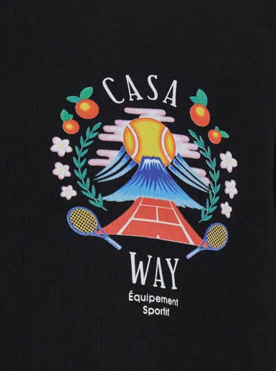 Casablanca Casa Way Mountain Printed Organic Cotton-jersey T-shirt In Black
