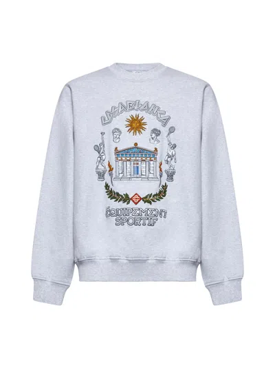 Casablanca Grey Long Sleeves Printed Sweatshirt In White