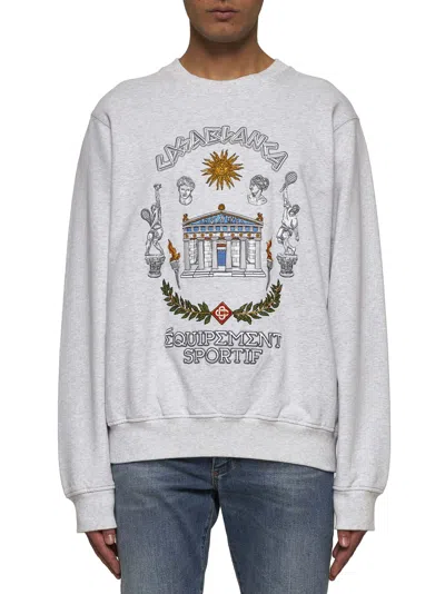Casablanca Grey Long Sleeves Printed Sweatshirt In White