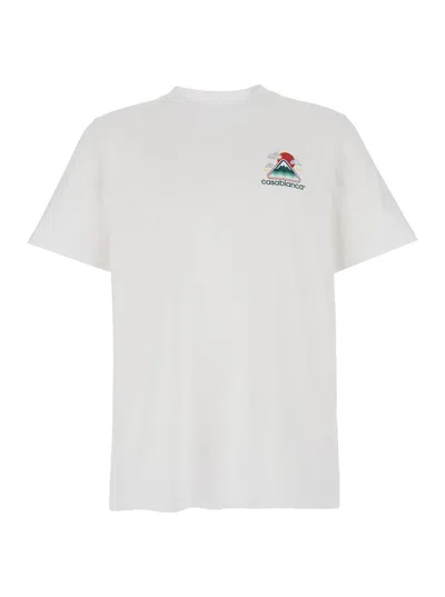 Casablanca White T-shirt With Crewneck And Logo On The Front And Maxi Logo On The Back In Cotton Man In White