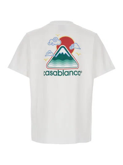 Casablanca White T-shirt With Crewneck And Logo On The Front And Maxi Logo On The Back In Cotton Man In White