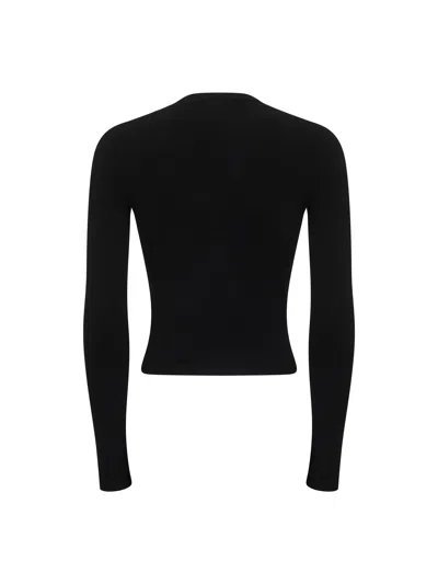 Diesel M-valari Top In Black Ribbed Stretch Jersey In Black