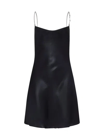 Diesel Women Short Metallic Dress With Shawl Neckline In Black