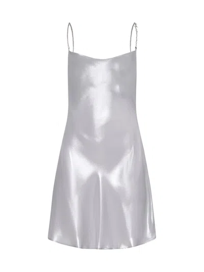 Diesel Women Short Metallic Dress With Shawl Neckline In Gray