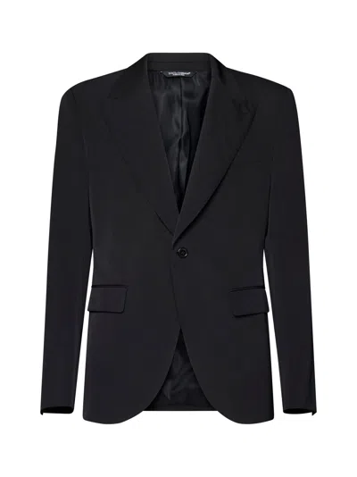 Dolce & Gabbana Men Black Technical Fabric Sicilia Single-breasted Blazer In Black