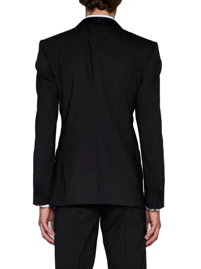 Dolce & Gabbana Men Black Stretch Wool Sicilia Tuxedo Blazer In Black