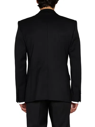 Dolce & Gabbana Men Black Stretch Wool Sicilia Tuxedo Blazer In Black