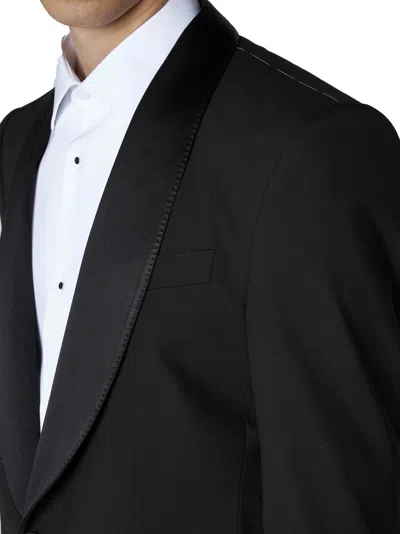Dolce & Gabbana Men Black Stretch Wool Sicilia Tuxedo Blazer In Black
