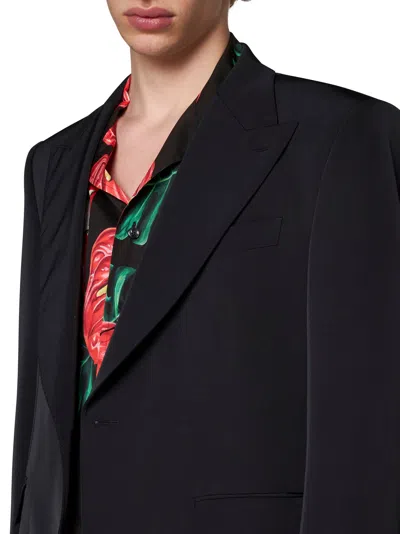 Dolce & Gabbana Men Black Technical Fabric Sicilia Single-breasted Blazer In Black
