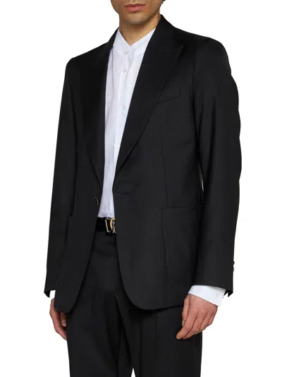 Dolce & Gabbana Men Black Wool And Silk Miami Single-breasted Blazer In Black