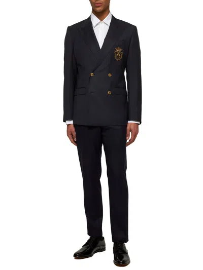 Dolce & Gabbana Blue Wool Double-breasted Blazer In Blue