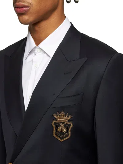Dolce & Gabbana Blue Wool Double-breasted Blazer In Blue