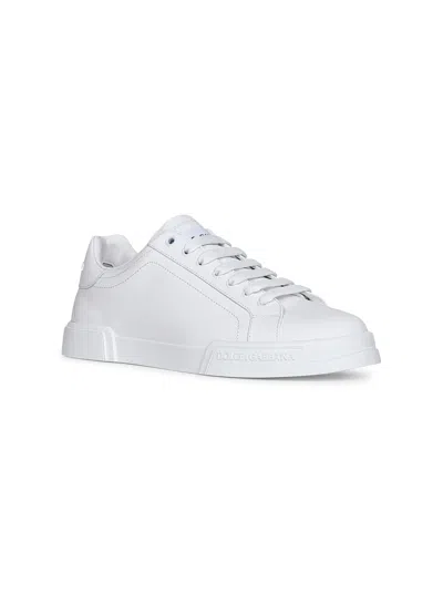Dolce & Gabbana Leather Sneakers In White