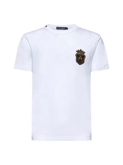 Dolce & Gabbana White Heraldic Patch Cotton T-shirt In White