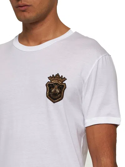 Dolce & Gabbana White Heraldic Patch Cotton T-shirt In White
