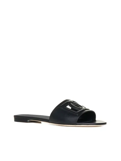 Dolce & Gabbana Dolce&gabbana Women Dg Logo Rubber Beachwear Sliders In Black