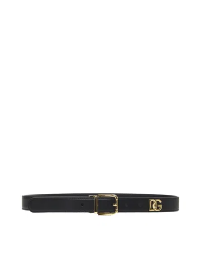 Dolce & Gabbana Women Dg Plaque Leather Belt
