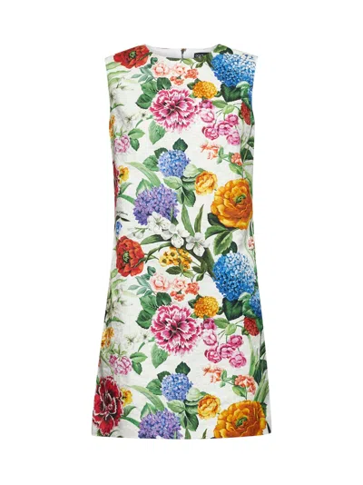 Dolce & Gabbana Floral-print Cotton-blend Jacquard Mini Dress