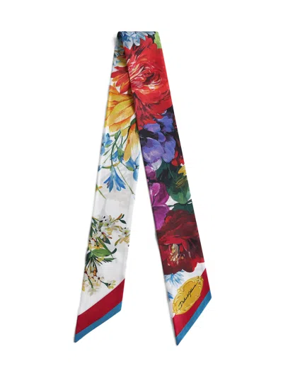 Dolce & Gabbana Flower Bouquet Print Silk Twill Bandeau