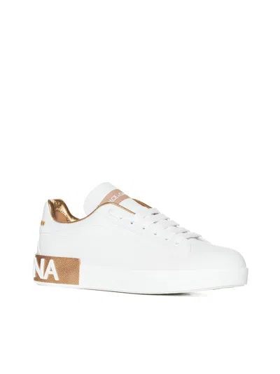 Dolce & Gabbana Women White Nappa Leather Portofino Sneakers