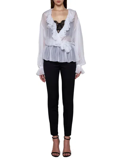 Dolce & Gabbana Women Stretch Wool And Silk Trousers In Black