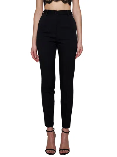 Dolce & Gabbana Women Stretch Wool And Silk Trousers In Black