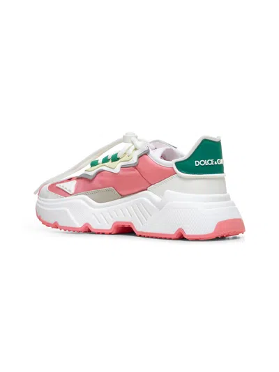 Dolce & Gabbana Daymaster Sneakers In Nylon And Leather Color White And Pink