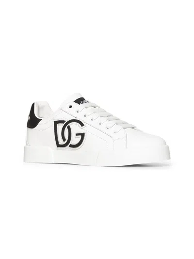 Dolce & Gabbana Women White Leather Portofino Light Sneakers In White