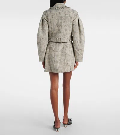 Ganni Cropped Cotton Tweed Jacket