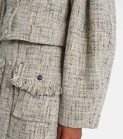 Ganni Cropped Cotton Tweed Jacket
