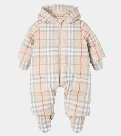 Burberry Baby  Check Down Snowsuit In Neutral