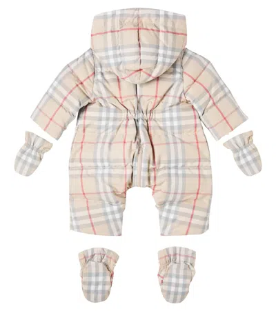 Burberry Baby  Check Down Snowsuit In Neutral