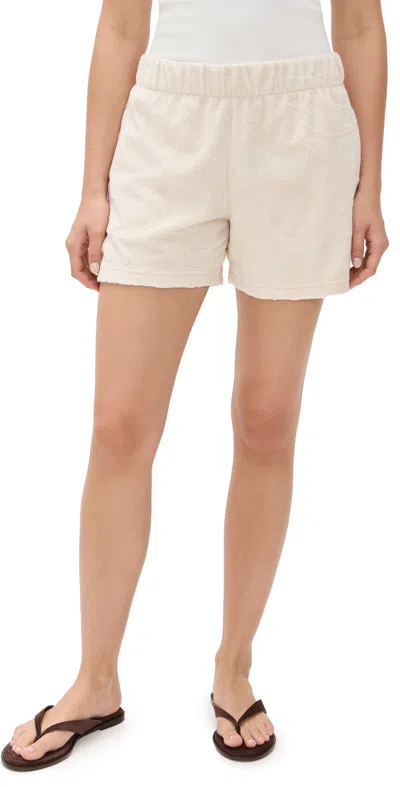 Faherty Cabana Towel Terry Shorts Marble Poolside Foliage In Neutral