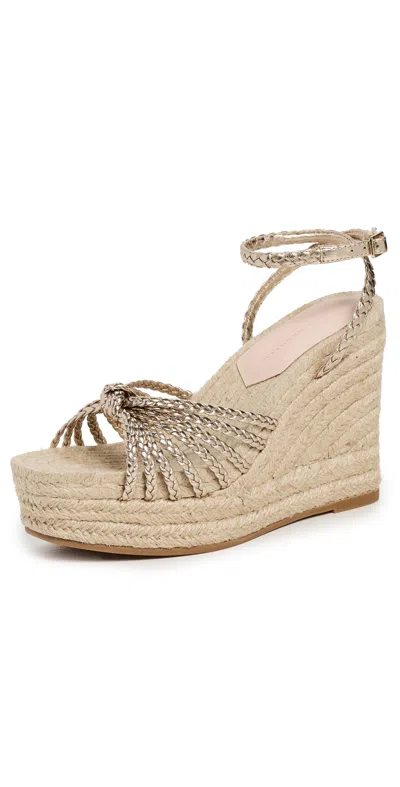 Loeffler Randall Pamela Mignon Knotted Metallic Leather Wedges