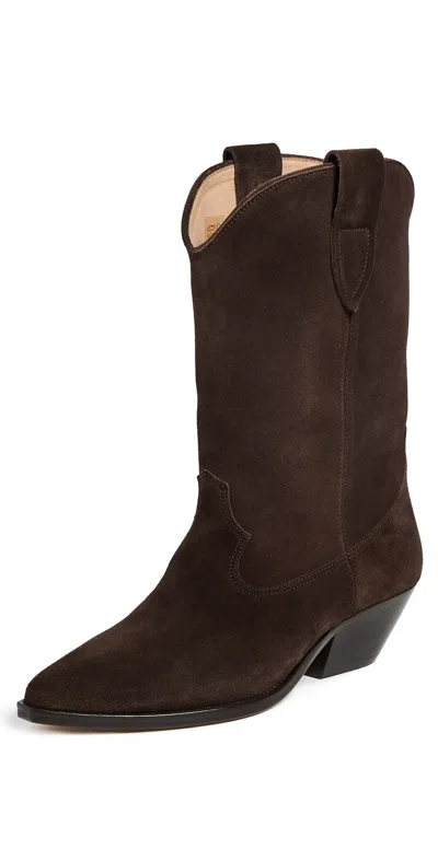 Isabel Marant Duerto Chocolate Cowboy Boots In Suede