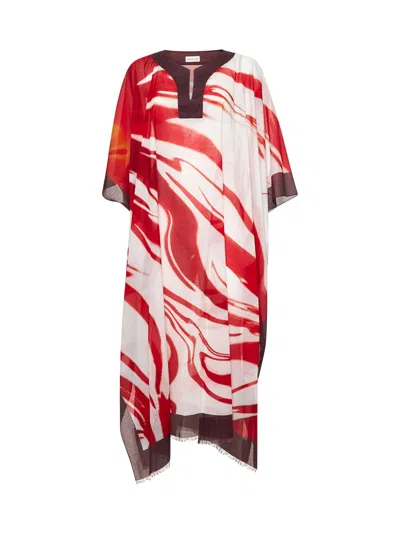 Dries Van Noten Printed Cotton Kaftan In Red