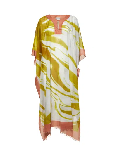 Dries Van Noten Kaftan With Abstract Pattern And Sheer Fabric In Multi