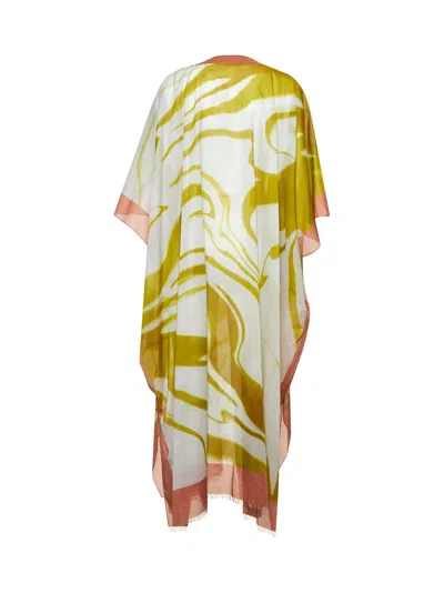 Dries Van Noten Kaftan With Abstract Pattern And Sheer Fabric In Multi
