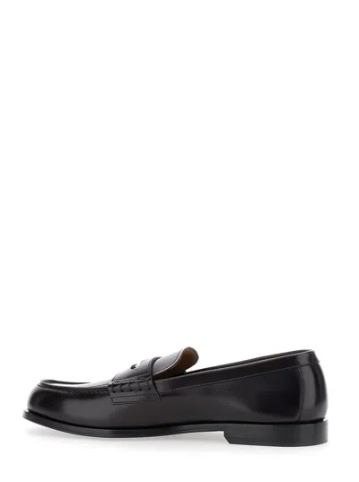 Dsquared2 Black Loafers With Logo Plaque On The Front And Logo Lettering On The Heel In Leather Man In Black