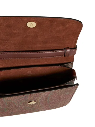 Etro Essential Canvas And Leather Small Bag In Brown